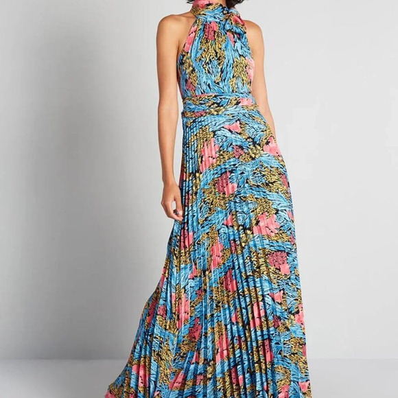 Forever Unique Bohemian Blue Floral Brighter Than the Sun Festival Maxi Dress 6 - Picture 1 of 12